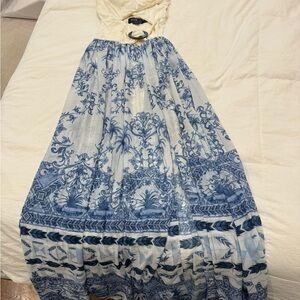 Patbo Blue and White Printed Maxi Dress